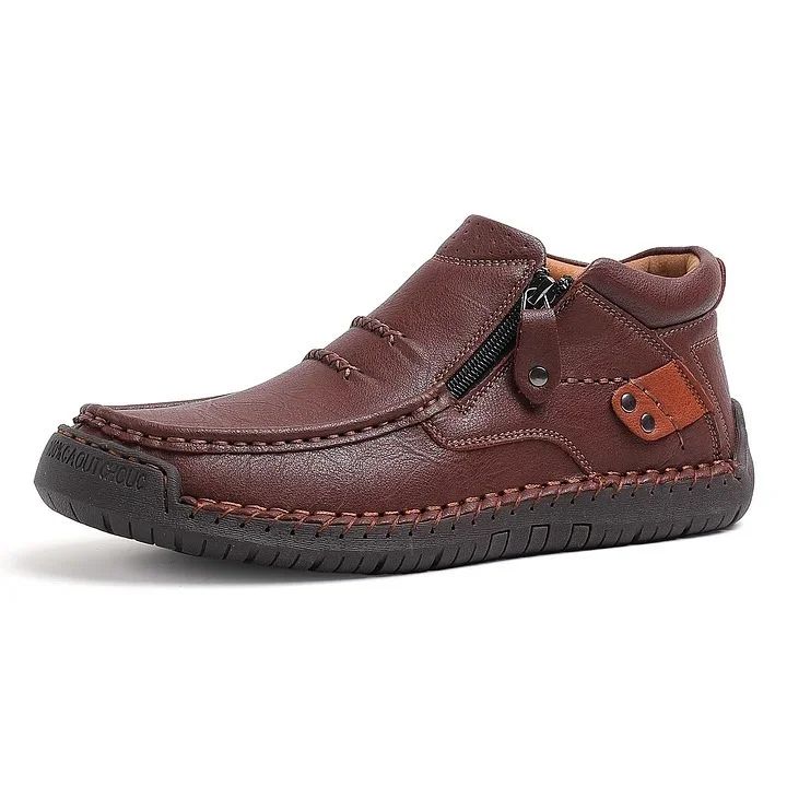 ⏰Limited Time Sale 50% OFF - Men’s Handmade Premium Leather Slip-On Driving Boots – Wide Toe, Arch Support
